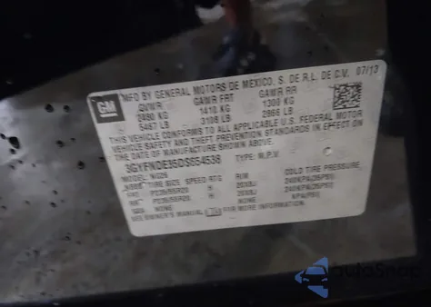 2013 Cadillac Srx Performance Collection z USA, uszkodzony, nr VIN 3GYFNDE35DS654538